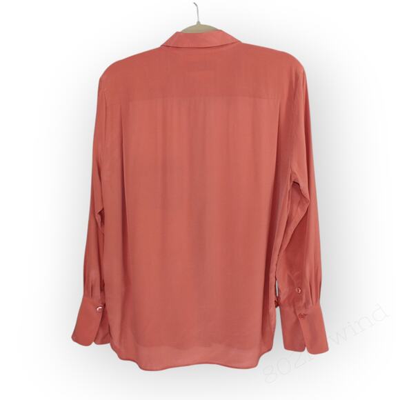 Two Large 100% SILK Blouses EQUIPMENT Rhodora~Deep Lichen • Quinne~Chili - Picture 5 of 11